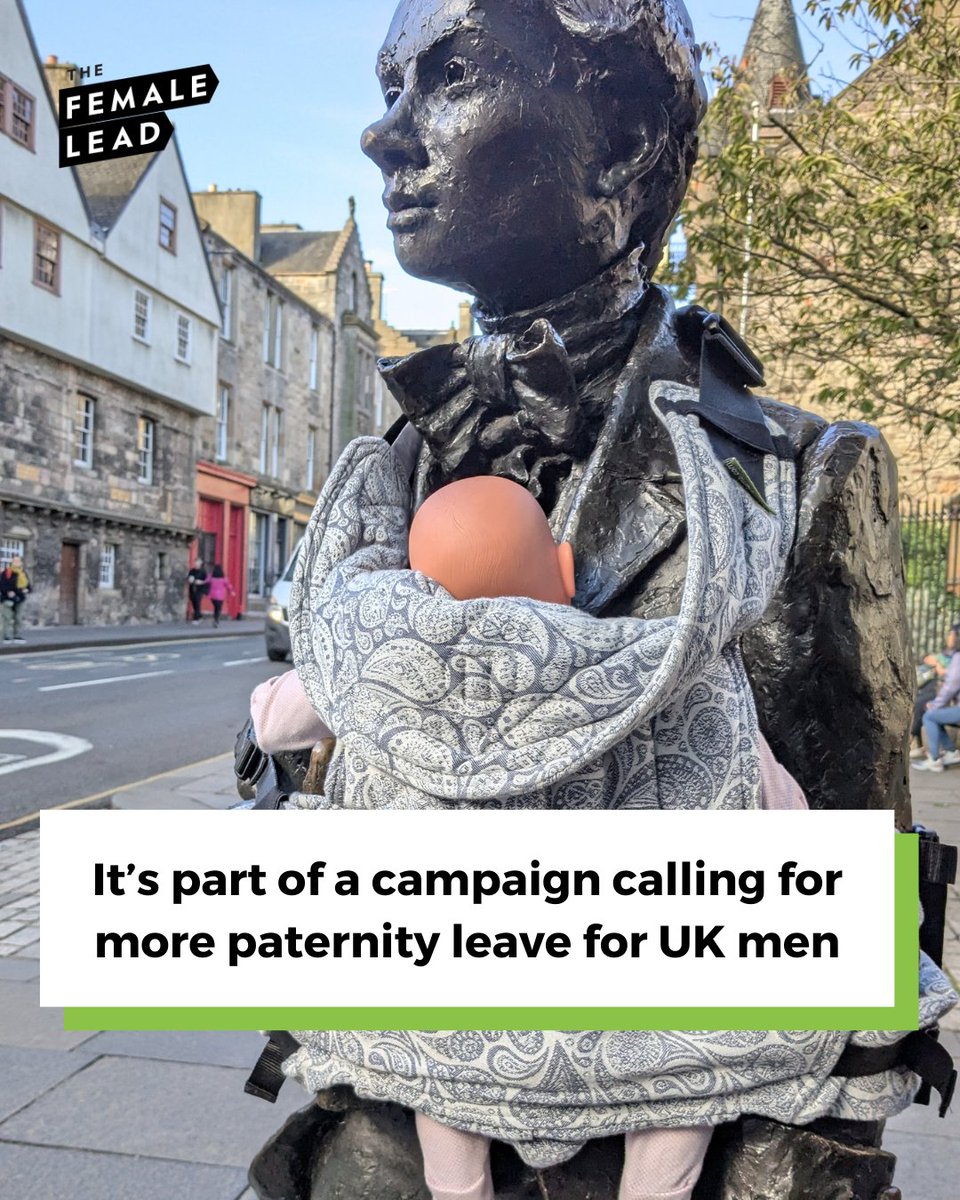 the_female_lead's tweet image. Why are baby carriers being tied to statues of famous men? 

Have you spotted these from the Dad Shift? What do you think? Let us know below 👇
