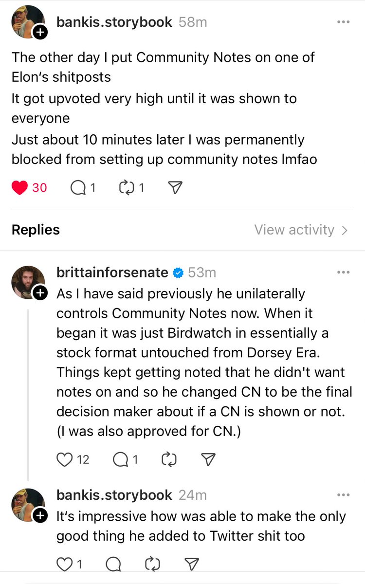 Community Notes are not allowed when <a href="/elonmusk/">Elon Musk</a> himself lies here. What a joke.

There is no free speech here, part n.

threads.net/@bankis.storyb…