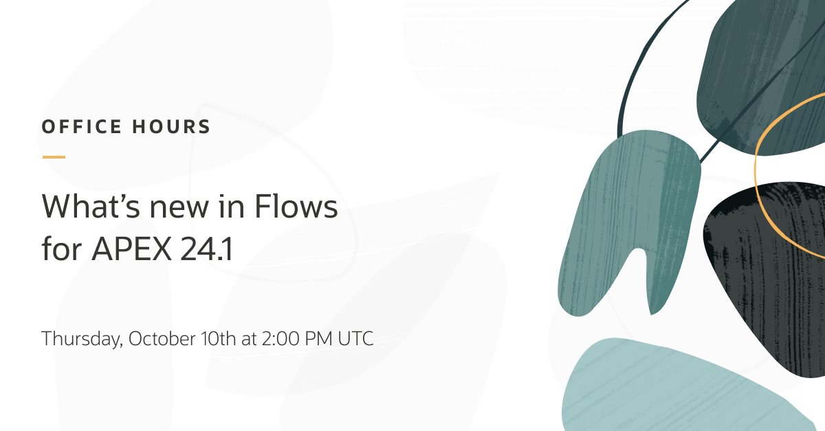 Flows for APEX 24.1 is just around the corner! Register for the APEX Office Hours on 10-OCT 16:00 (CEST) to learn more about its latest features: apex.oracle.com/officehours #orclapex #flowsforapex flowsforapex.org