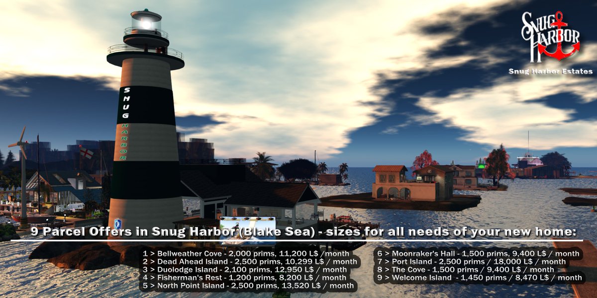 DariahRaynier's tweet photo. Your autumn All-you-need-Offer in #SecondLife - 9 island parcels of all sizes in #SnugHarbor. All with access to #BlakeSea. Choose your new place for your home. Contact me in-world SL for help.  Start your visit here:
https://t.co/70jgKHqJiO https://t.co/jkh6VkmCWc