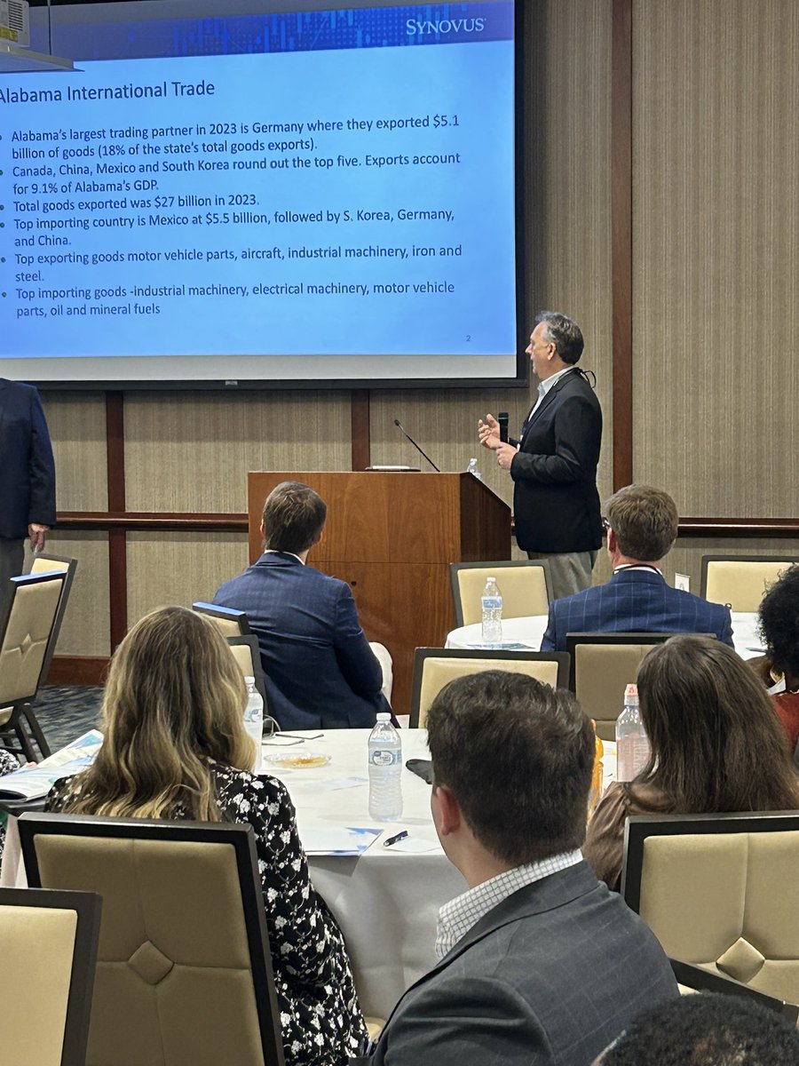 AlabamaAFP's tweet image. David Grimaldi, Foreign Exchange Sales and Mike Babbitt, International Trade Sales of @synovus providing new insights regarding evolving policies and procedures in international banking at Alabama AFP 2024 Summit.  

Thanks @synovus for being a Sponsor of  #AFP2024!