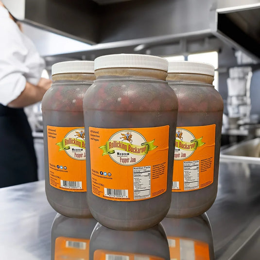 BuckarooJams's tweet photo. Boost Your Menu with Gallons of Rollicking Buckaroo Pepper Jam – Order Now! - https://t.co/xNWyyx1u33 https://t.co/MYc3wNuYg3