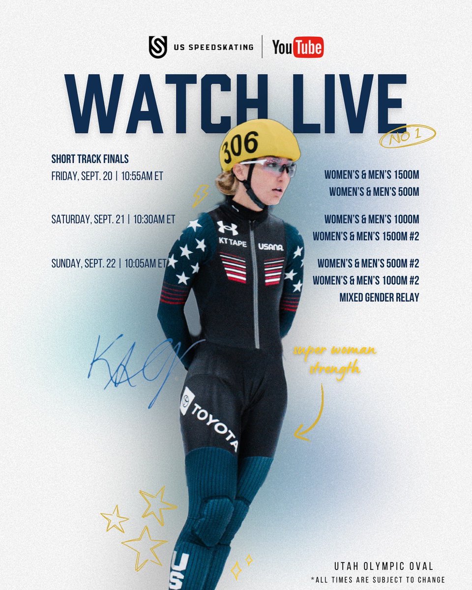 Here. We. Go. 🔥

Tomorrow morning U.S. Champs kicks off at the Utah Olympic Oval. Watch live on our YouTube channel ⏯️💪