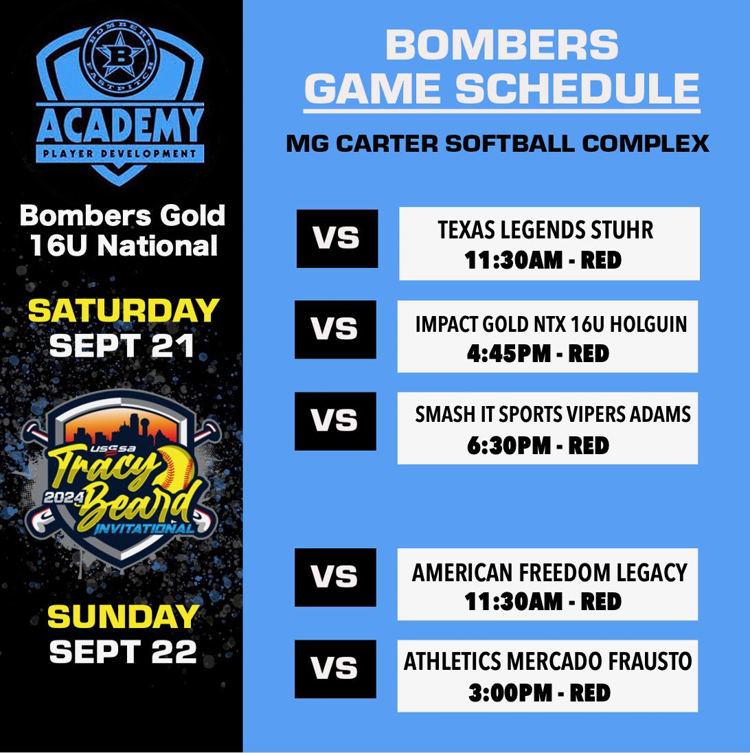 Getting the Fall Season kicked off this weekend at the 2024 Tracy Beard Invitational!   

#bomberacademy
#playerdevelopment