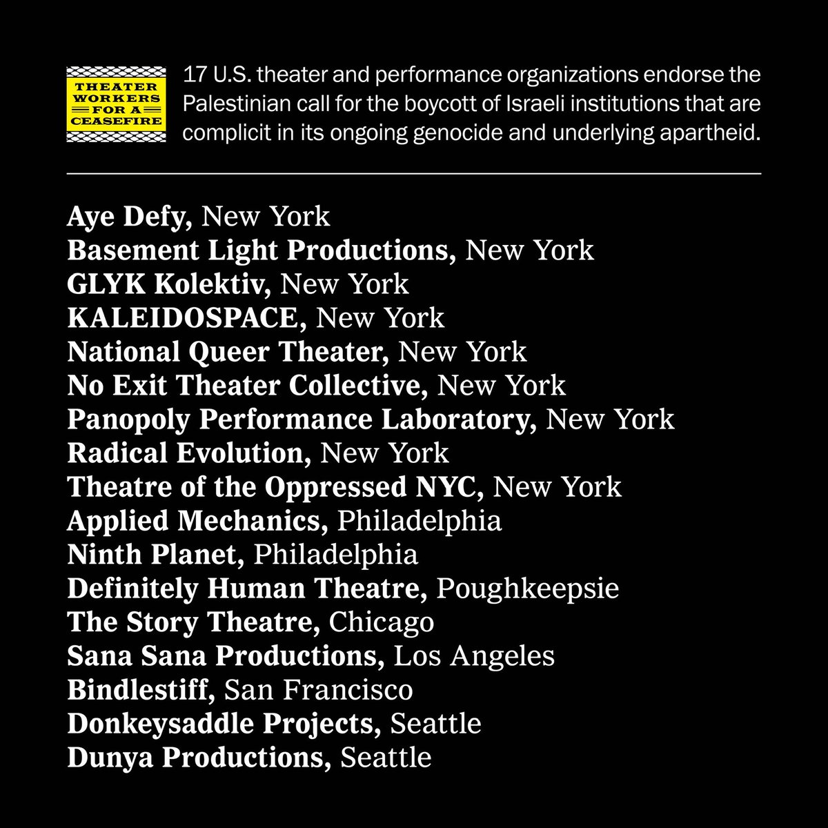 Theater Workers for a Ceasefire tweet media