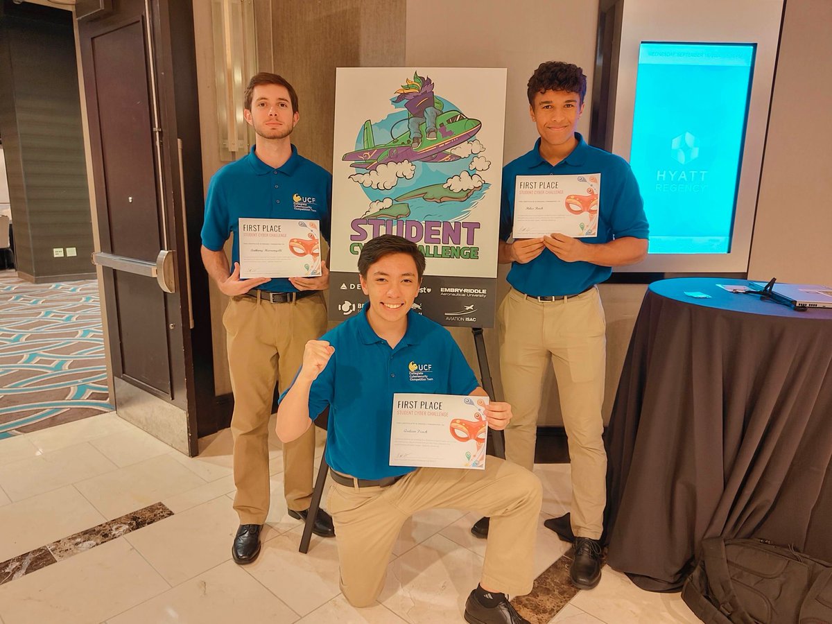 ☝️🥳 We took first place at the ISAAC Aviation security CTF in New Orleans don't forget to congratulate our winners!!

Tags:
#CyberSecurityClub #Cybersecurity #EthicalHacking #InfoSec #HackerCulture #NetworkSecurity #ucf #ucfcybersec #knightsec