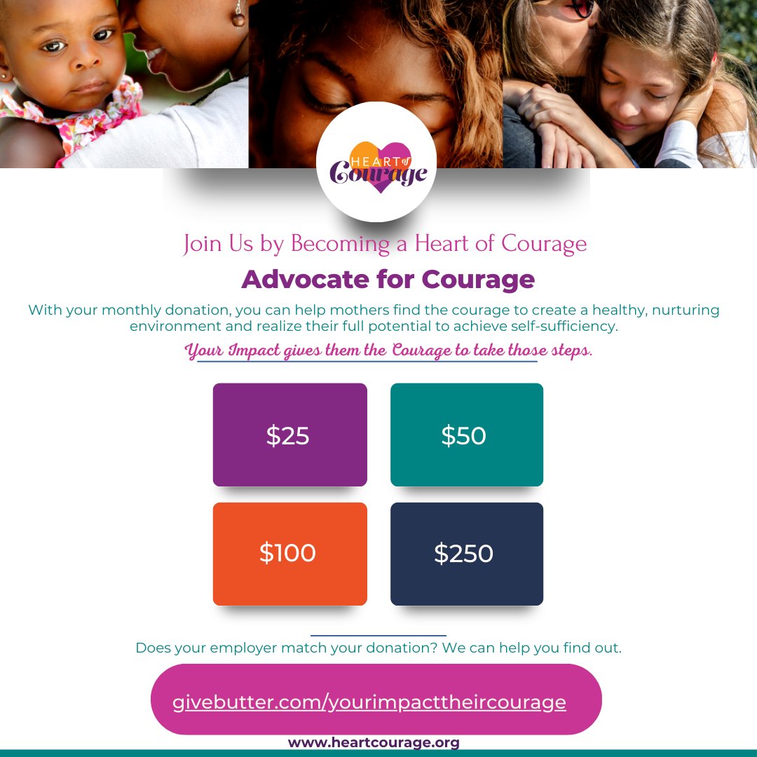 HeartOCourage's tweet photo. Join Advocates for Courage and make a lasting impact!
Your monthly gift changes lives! 💙 Donate today: https://t.co/40ebLAdkV5
#AdvocatesForCourage #GiveBack #SupportMothers https://t.co/jb1g54RYUV