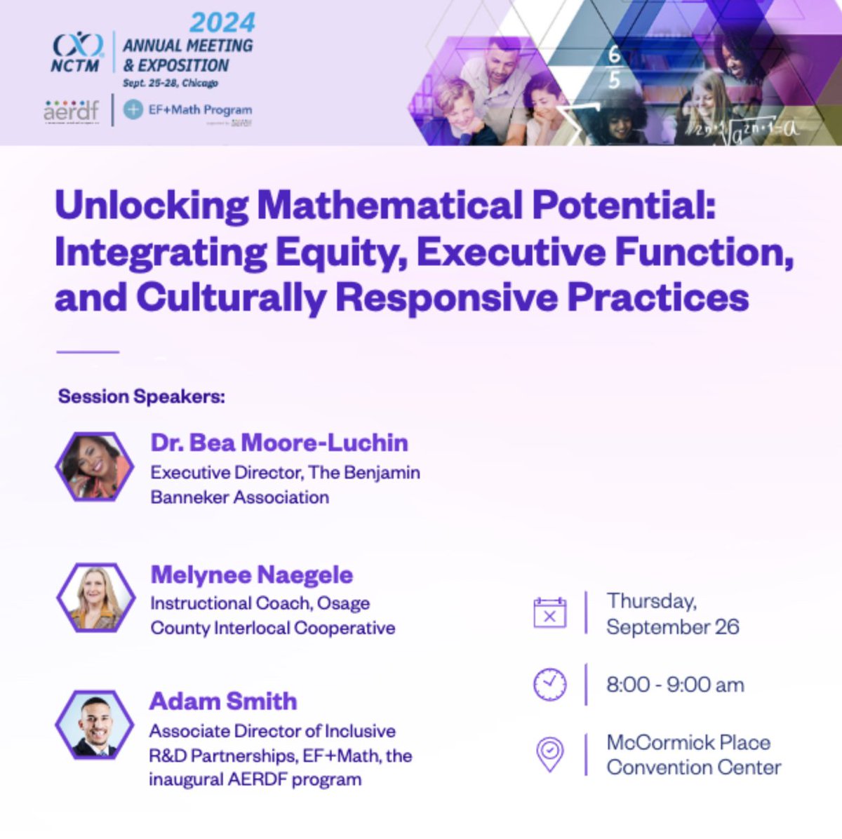 Attending #NCTMCHI24 this year? Join us for an engaging and interactive session aligned with <a href="/NCTM/">NCTM</a>. 
Learn from math educators part of our EF+Math Advisory Board about integrating equity, executive functions, &amp; culturally responsive practices to unlock students’ math brilliance.