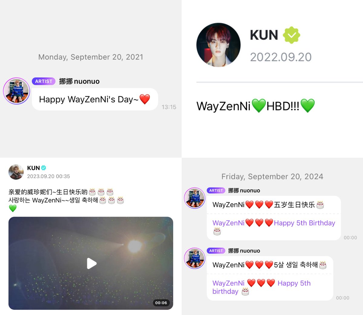 littlekuns's tweet photo. our sweetest leader, qian kun, greeting us every wayzennies day 🥹

#HappyWayZenNiDay 
#WayZenNi_5thAnniversary https://t.co/JDH8T8hzOT