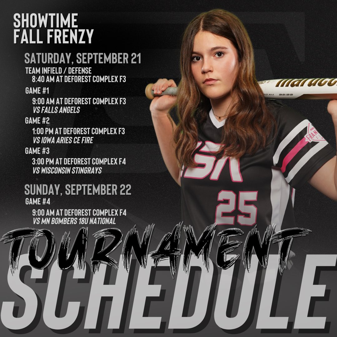 ImpactSportsGB's tweet photo. 🚨16/18U FALL BALL TOURNAMENT PREVIEW🚨

Showtime Fall Frenzy - Deforest Athletic Complex @ShowtimeSports1 

Player Profiles: https://t.co/dpE8GXMqY0

For more info contact jenna@impactsportsgb.com

#isaproud #makeanimpact #tournamentseason https://t.co/cLvFK4LUSM