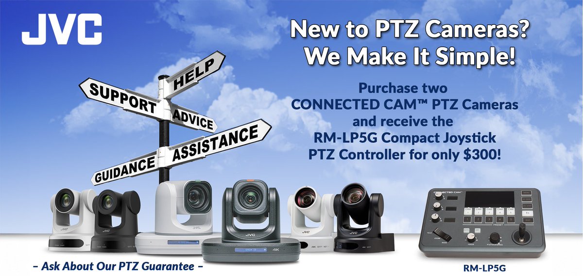 jvcprousa's tweet photo. New to PTZ Cameras? JVC makes it simple! Purchase two PTZ cameras and receive the RM-LP5G Compact Joystick for only $300! Learn more about this promotion: https://t.co/glTeTnzBvU
#JVCProVideo #PTZCamera #ProductionWorkflow #RemoteProduction #AVTweeps https://t.co/2dTS8sTqBH