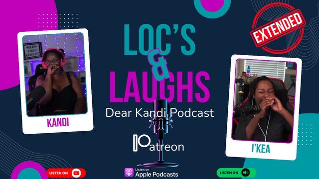 Patreon dropping today for the extended version of Locs and Laughs 

Click the link below!!! 

patreon.com/DearKandiPodca…