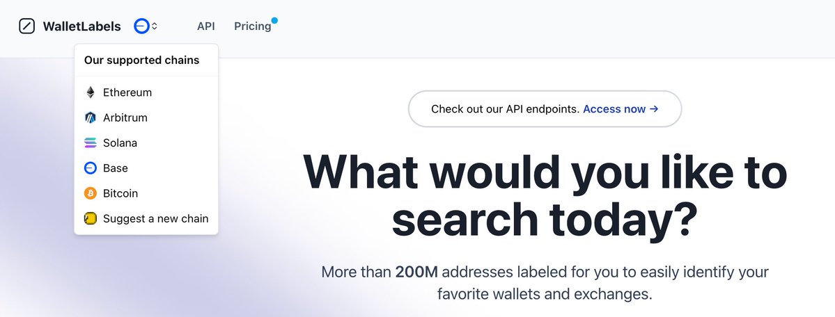 Big update! 🚀 

We’re now supporting Base and Bitcoin in addition to Ethereum, Arbitrum, and Solana.

Explore more at walletlabels.xyz and identify your favorite wallets easily! 🔍✨