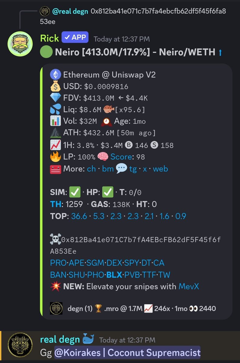 while everyone was fighting to see which $neiro would win 

I decided to make an index fund primarily split between eth and solana

I mainly mention this to showcase the best outcome isn't always pvp

This ended with an easy 200x+

1.7m ->  400m still open

thanks goat <a href="/moronft/">MRO</a>