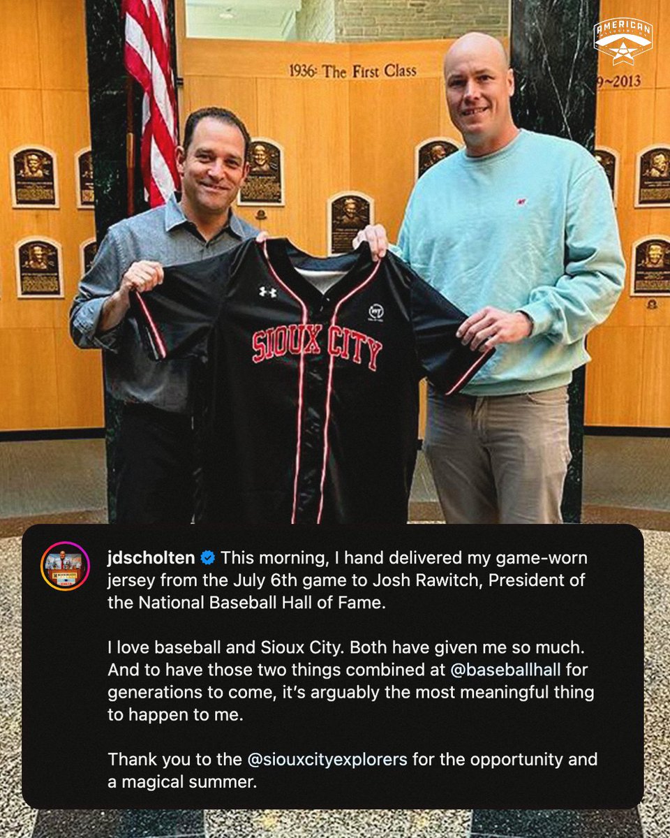 J.D. Scholten's game-worn jersey from his July 6th start is headed to Cooperstown 🙌

The jersey was personally delivered by J.D. to the National Baseball Hall of Fame.
