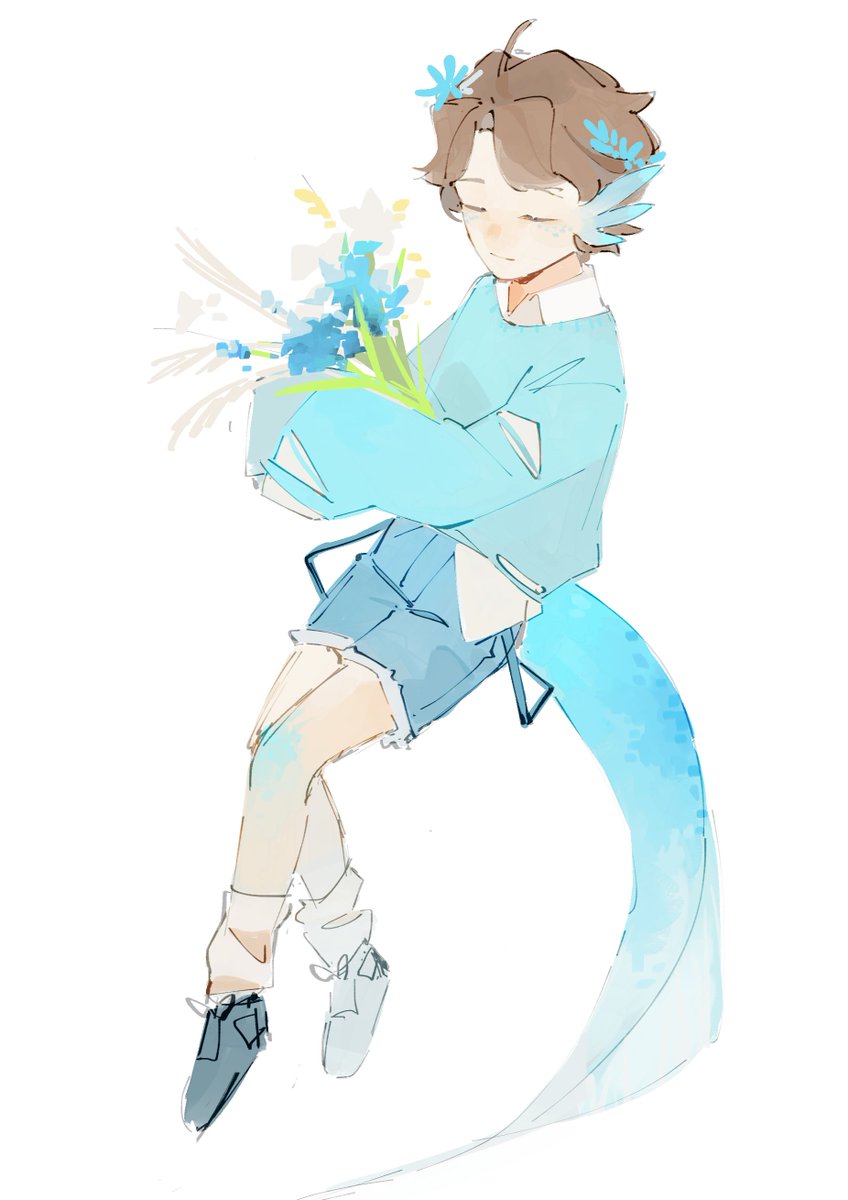 aqua tubbo with flower