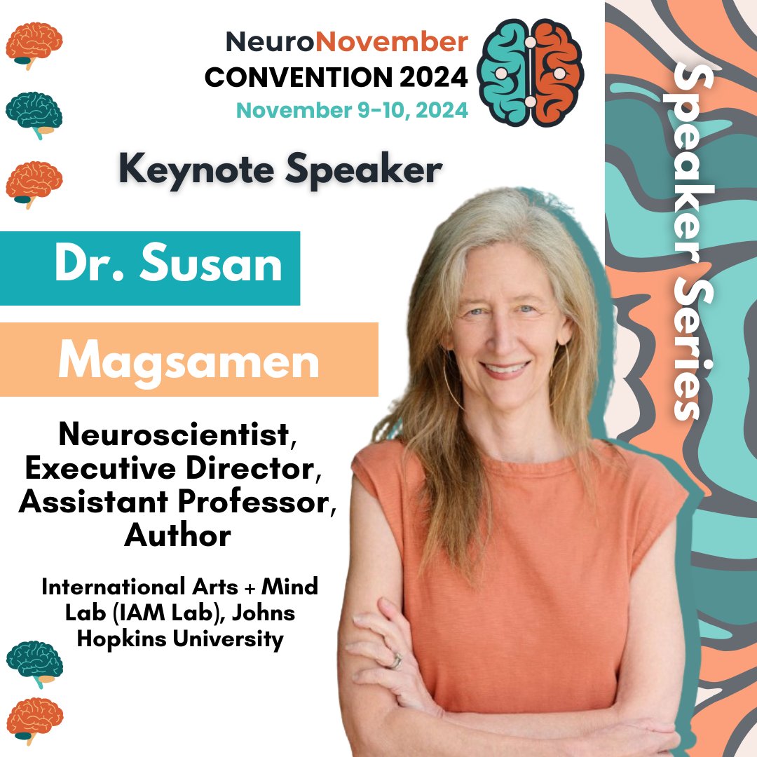 NeuroNovember's tweet image. Introducing our speakers for #neuronov2024! A warm welcome to Dr. Susan Magsamen (Neuroscientist, Executive Director, Assistant Professor, Author), an expert in the field of neuroaesthetics! π§
#neuronovember #Neurology #Neuroscience #BrainHealth #conference
