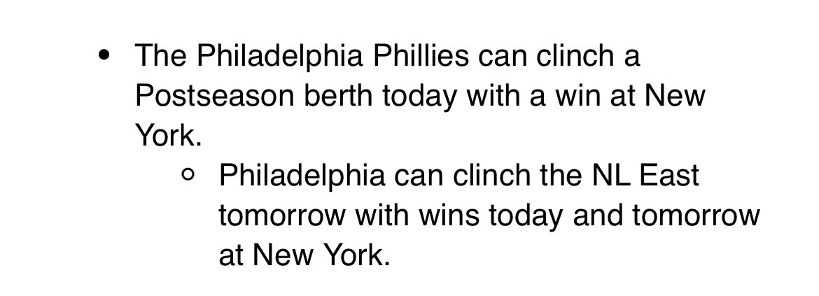 ToddZolecki's tweet photo. Phillies clinching scenarios: https://t.co/67DzpLRvO2