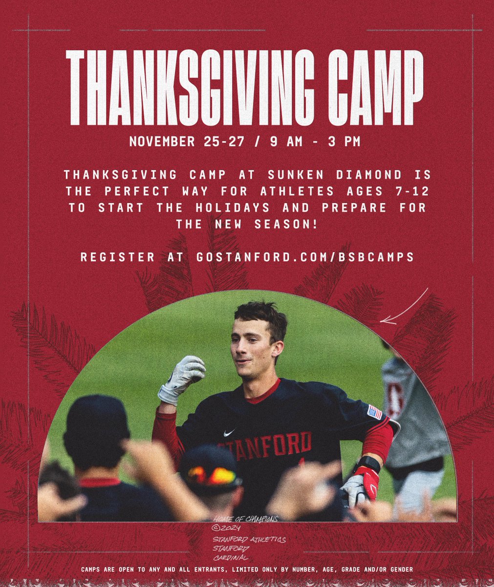 Don’t miss your chance to attend our upcoming Thanksgiving Camp!

✅ Learn From the Best on The Farm
✅ Get a Jump on Preparation for the Spring Season
✅ Stay Active During the Break

Register 👉 GoStanford.com/BSBCamps

#GoStanford