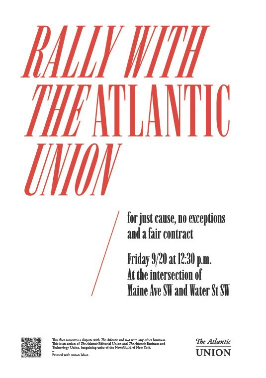 The Atlantic Union (@theatlunion) on Twitter photo As #TAF24 gets underway, we’ll be passing out informational flyers about our contract fight and our Friday rally spotlighting the differences between the values <a href="/TheAtlantic/">The Atlantic</a> celebrates onstage and what the company is willing to do for its workers. As #TAF24 gets underway, we’ll be passing out informational flyers about our contract fight and our Friday rally spotlighting the differences between the values <a href="/TheAtlantic/">The Atlantic</a> celebrates onstage and what the company is willing to do for its workers.