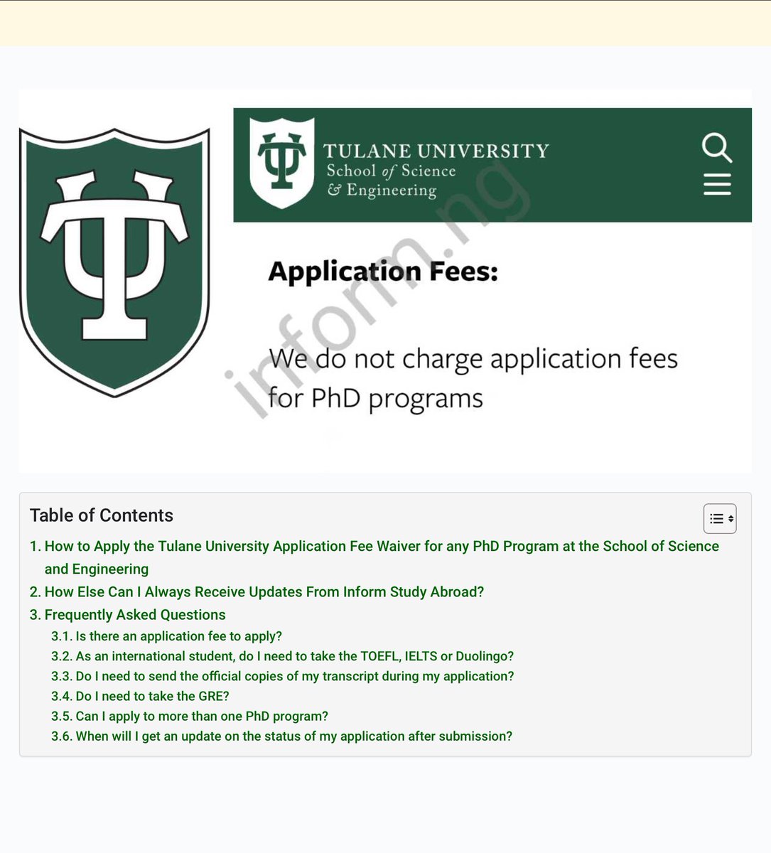 NO APPLICATION FEE. TULANE UNIVERSITY. USA. MA&amp;PhD
NO APPLICATION FEE. TULANE UNIVERSITY. USA. MA&amp;PhD
NO APPLICATION FEE. TULANE UNIVERSITY. USA. MA&amp;PhD

Want to work with me? DM for terms
(My database has ALL NEW scholarships, so sign up)