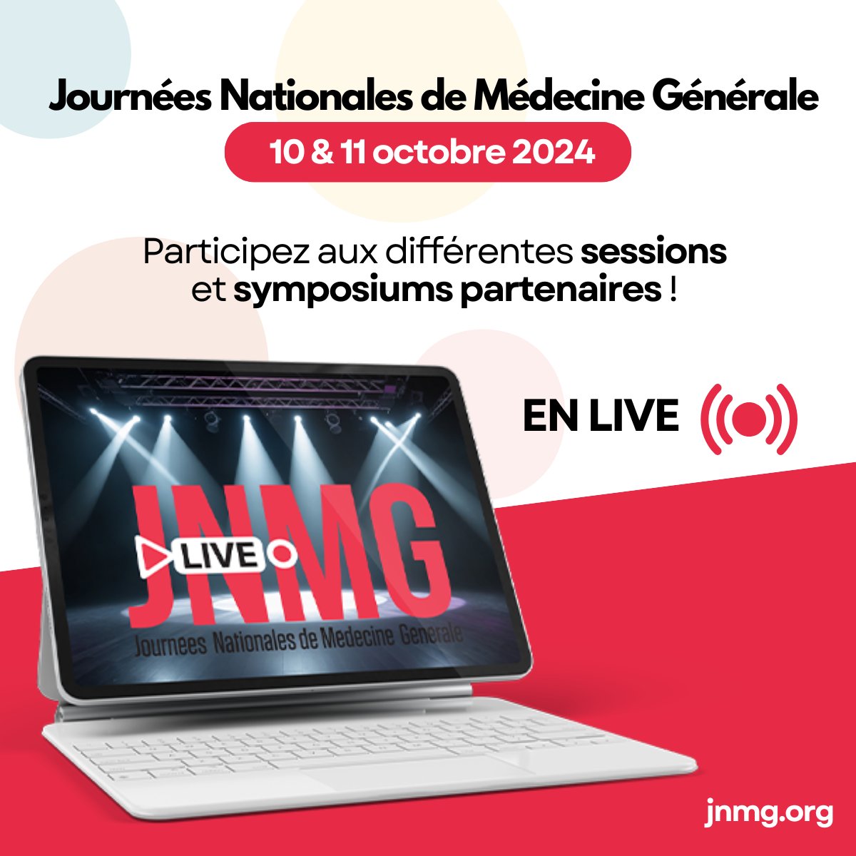 🔴🎥Rejoignez-nous en ligne pour les #JNMG2024 ! ▶️ Inscrivez-vous dès maintenant pour participer aux symposiums en live les 10 &amp; 11 octobre ! 👨‍⚕️👩‍⚕️
🚀 Sélectionnez vos sessions lives: srv2.key4events.com/key4register/r…