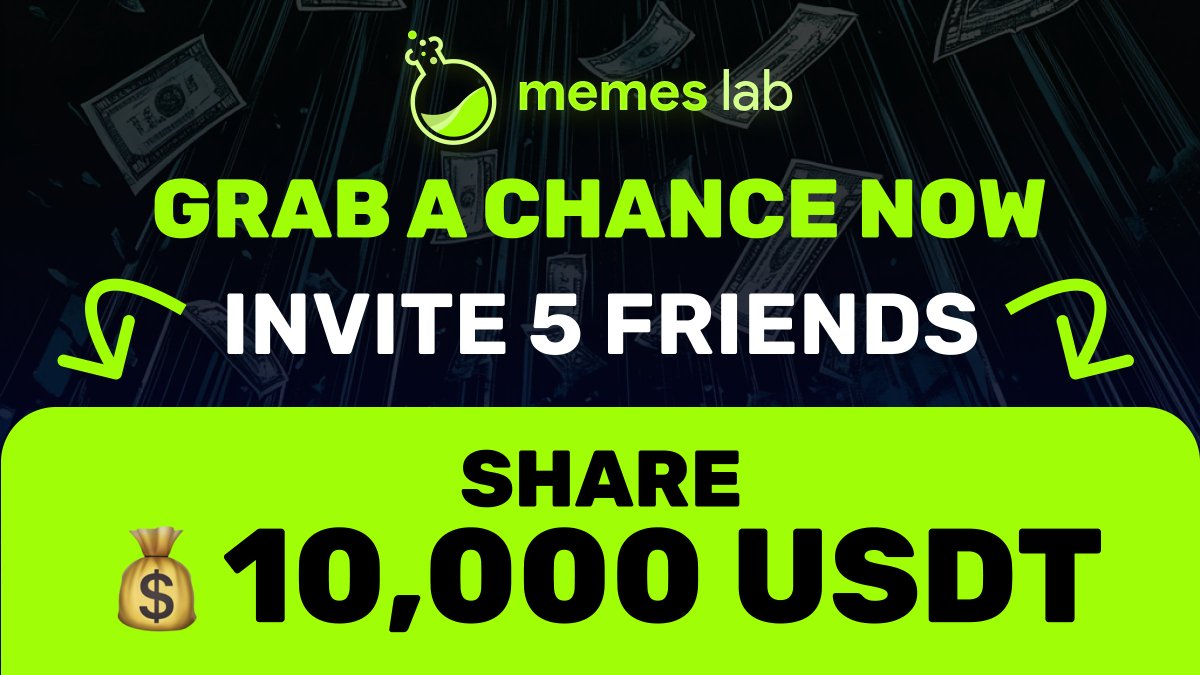 LABtrade_'s tweet photo. 10,000 USDT raffle is live! 🎉

🗓 Tomorrow we will sum up the results of the referral contest and give out awards to the winners!

💡 Reminder for the terms of the contest: 

1️⃣ Enter the Memes Lab App 

2️⃣ Open the "Earn" section

3️⃣ Open the first quest & complete it

🫂 Invite 5 friends and get rewarded with 500,000 points and a chance to share 10,000 USDT

⏰ Hurry up, time is running out - https://t.co/rcXtUsW0Lx
