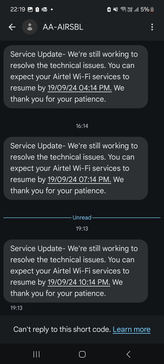 nirkisna's tweet photo. @airtelindia @Airtel_Presence it's been 4 days the internet connectivity is disrupted. Would you not count these 4 days in the bill?l and provide compensation for loss of work? Do you really care about customers? https://t.co/GKkyqDvZBV