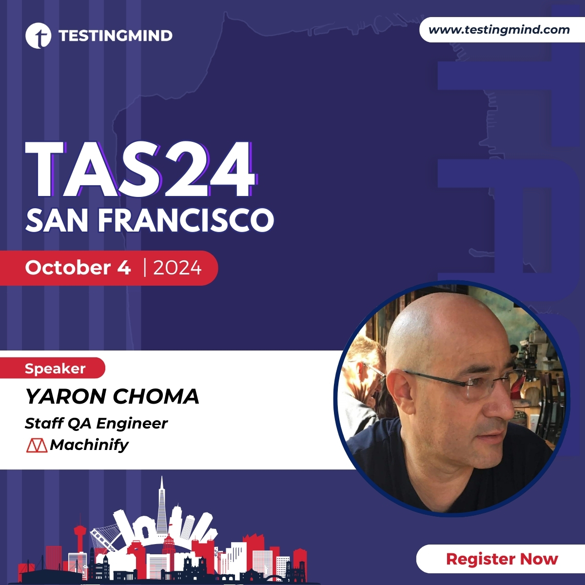 testingmindcon's tweet image. 🚀 Elevate Your Test Automation Strategy at the Test Automation Summit in San Francisco! 🚀
We’re excited to announce that Yaron Choma from Machinify will speak at the summit on October 4, 2024!
🔗 Register Here: testingmind.com/event/tas2024/…
#TestAutomation #ScalableTesting