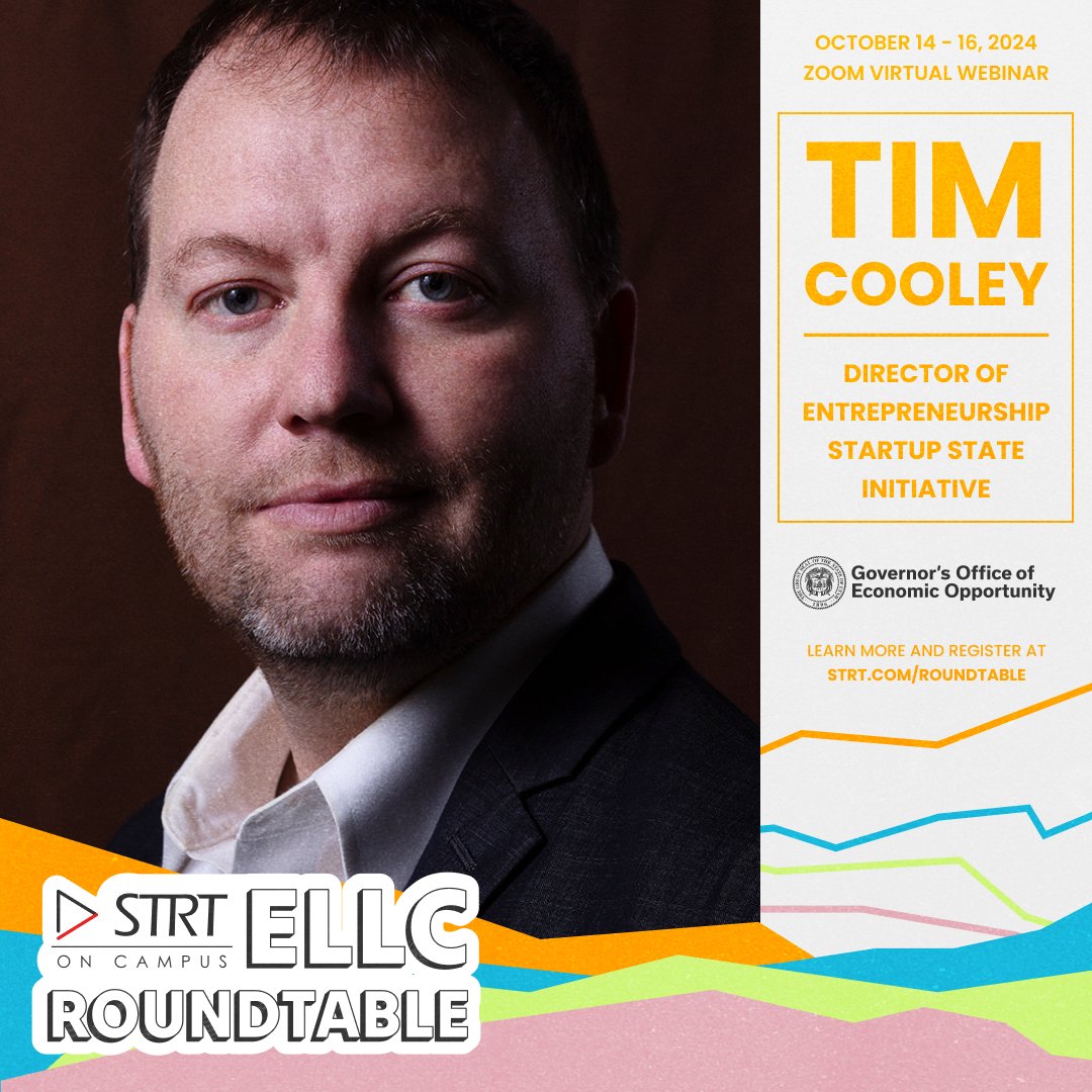 👋 Meet Dominic Endicott, co-author of 'Knowledge Towns: Colleges and Universities as Talent Magnets,' &amp; Tim Cooley, Director of Entrepreneurship for the Governor’s Office of Economic Opportunity &amp; Startup State Initiative. 

Register for their session STRT.com/roundtable