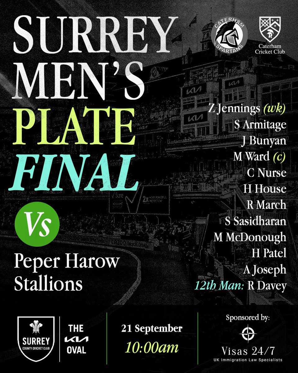 Here’s the news you’ve been waiting for!
This is how we’ll line up for the <a href="/SurreySlam/">Surrey Slam</a> plate final this weekend. All fans welcome, see you there! 🫡
