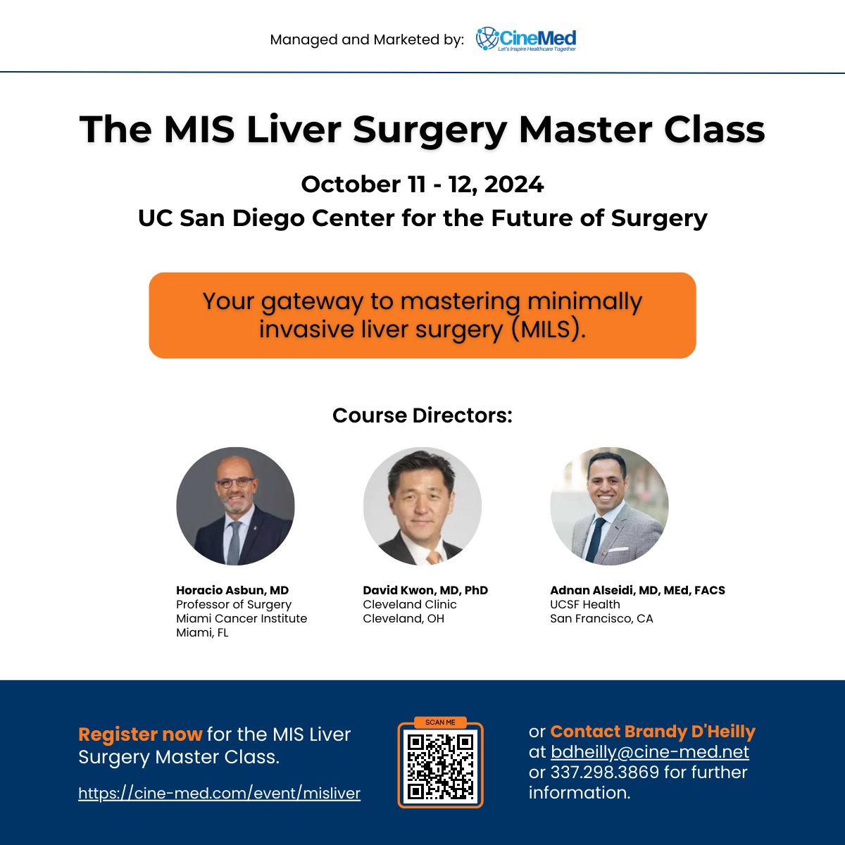 brandydheilly's tweet photo. Elevate Your Liver Surgery Skills! Join our MIS Liver Surgery Master Class this October 11-12, 2024:

- Robotic resections
- Advanced techniques
- 3D planning

Last-minute spots available. Register now: https://t.co/ihFRCSE6hk

#MISLiverSurgery #MILS #HPB #lapliver #AHPBA #SAGES https://t.co/i474EBBrO7