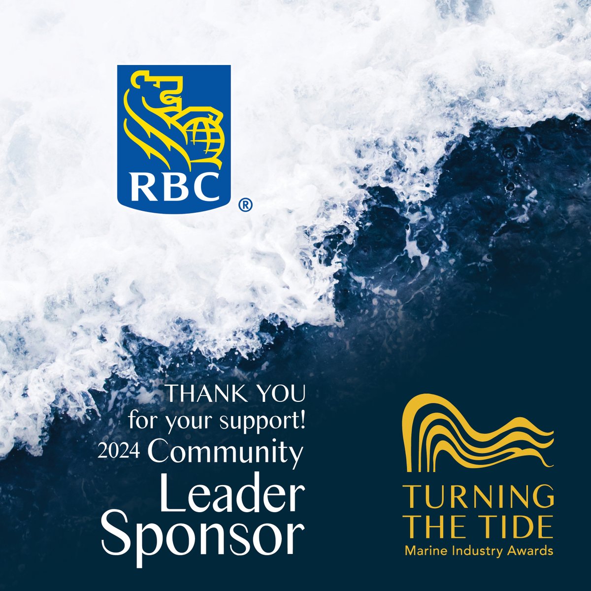 Thank you, <a href="/RBC/">RBC</a>, for supporting the 7th annual Turning the Tide Marine Industry Awards!  Mark your calendars for September 28th as we come together to honour outstanding achievements and contributions. 🗓️ 📷 

turningthetideawards.ca/event 

#TurningTheTide #ThankYou