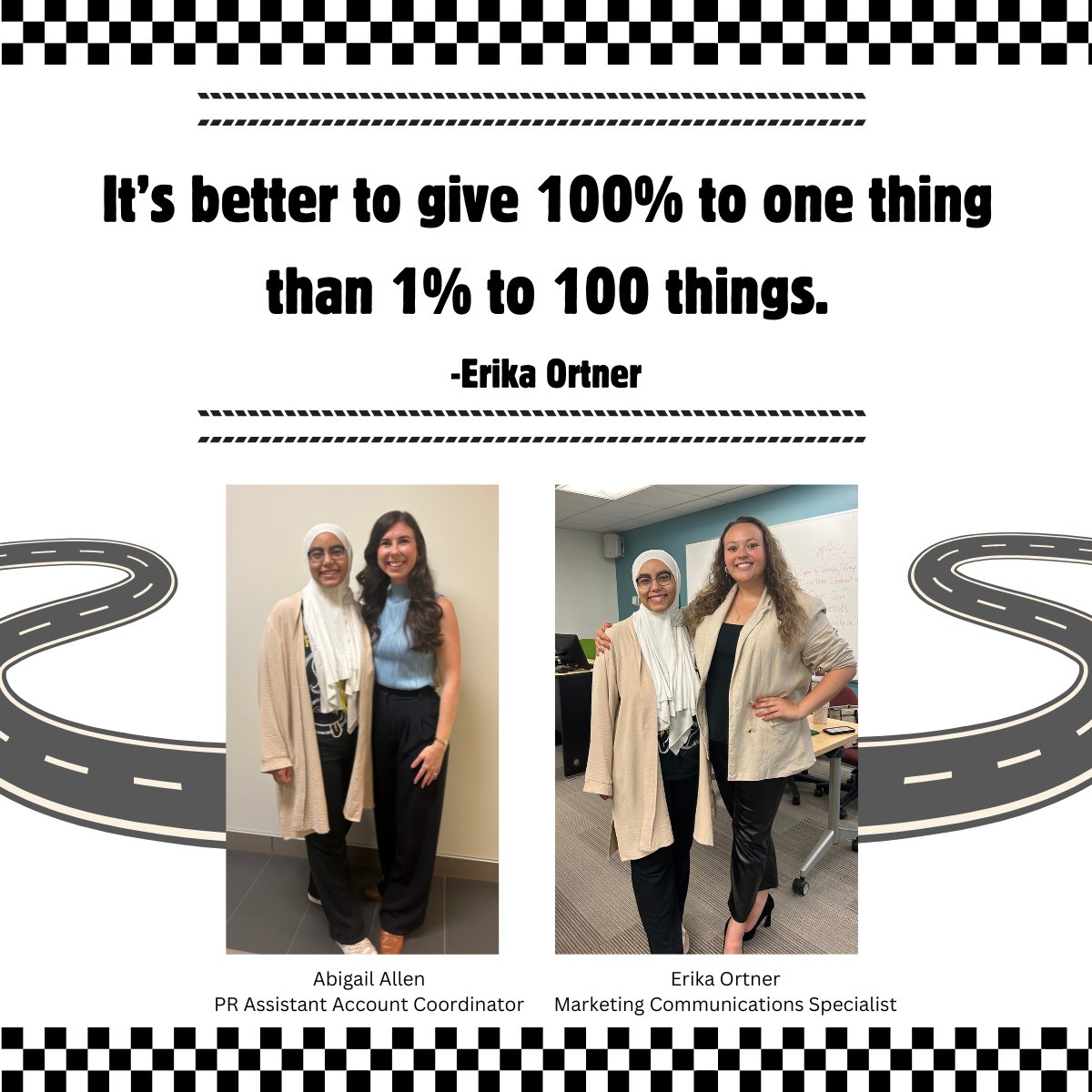Noons_PR's tweet photo. "It's better to give 100% to one thing than 1% to 100 things." - Erika Ortner.
Im so grateful for the chance to listen to Erika Ortner and Abigail Allen guest lecture today in my comm 384. They shared their experience as former GMU and industry professionals in Marketing and PR. https://t.co/D6WDFGrFva
