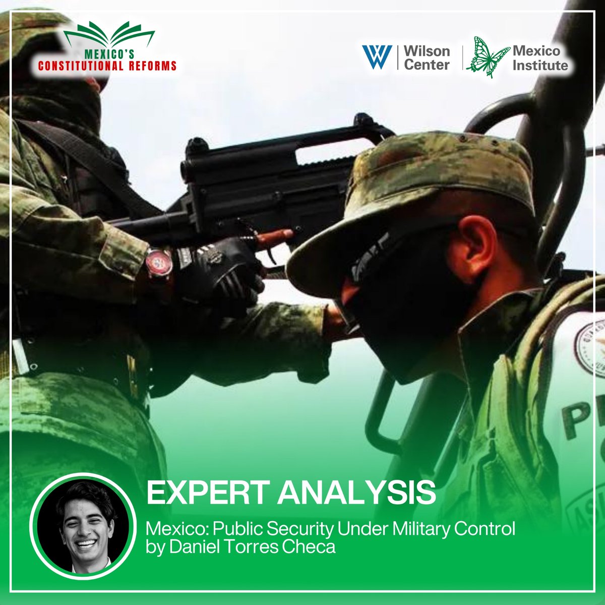 MexicoProgram's tweet photo. 🟢 | EXPERT ANALYSIS: Our #ConstitutionalReformsGuide features new content: “Mexico: Public Security Under Military Control” by @dtorrescheca!
“The National Guard was constitutionally designed as a civilian entity, under civilian control, but that vision rapidly decayed. The institutions’ hierarchical structure gradually incorporated military rules, and their integration increasingly relied on military elements. Their formation embraced the armed forces’ education, training, professionalization, and promotion system. As if that were not enough, studies show that 8 out of 10 elements in the National Guard have a military background. With military elements and training, the National Guard has been widely regarded as a military institution cloaked in civilian guise.”
👉 https://t.co/pv9MLGnezl
#ConstitutionalReforms #NationalGuard #SecurityPolicy #ArmedForces