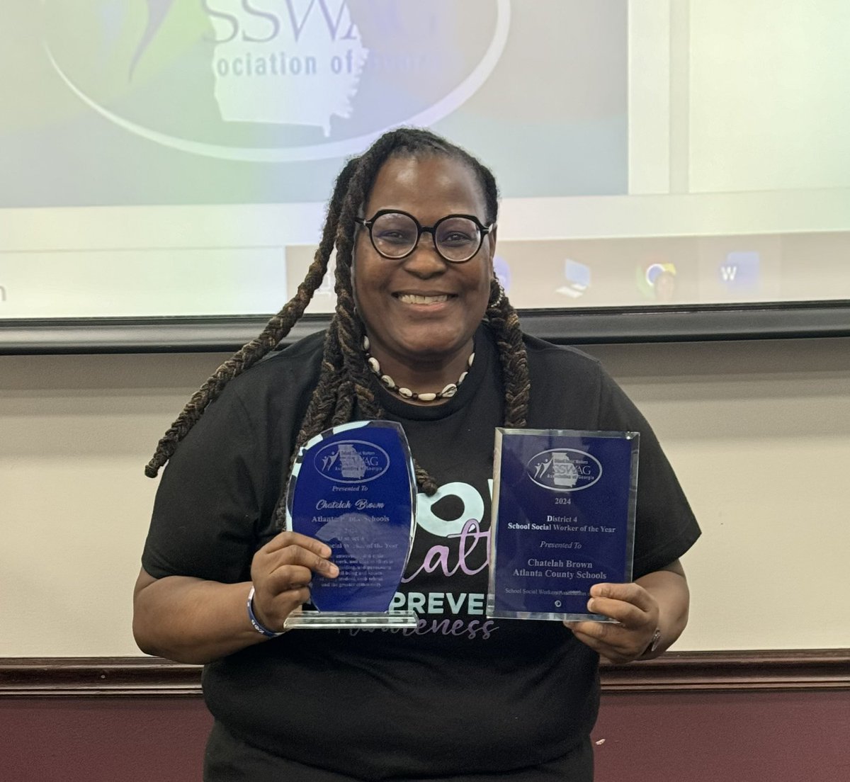 Today, our District 4 School Social Worker of the Year, <a href="/MsBrownSSW/">Ms. Brown, School Social Worker</a>, received her awards! Congratulations Ms. Brown! Phoenix Academy, #flyhigh #studentsfirstalways <a href="/Y_A_Muhammad/">Yusuf A. Muhammad, Jr.</a> <a href="/apsupdate/">ATL Public Schools</a> <a href="/ShellyGoodrum/">Shelly H. Goodrum</a> <a href="/apssupt/">Dr. Bryan Johnson</a> <a href="/apssocialworker/">APS Social Workers</a>