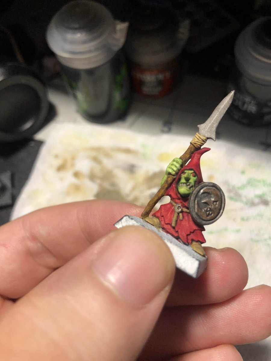 DarkerHorseArt's tweet photo. Just a paint test on a goblin we had laying around!

#tabletop #miniature #mini #ttrpg #dnd #queerart https://t.co/oGmNnCbKJd