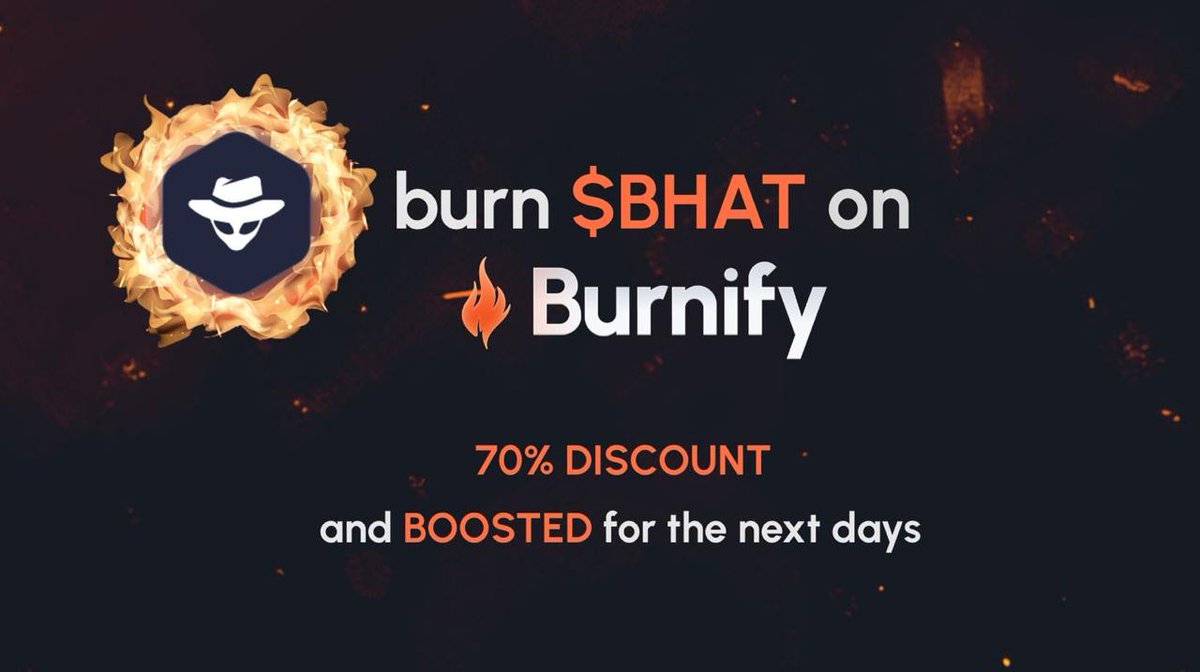 $BHAT | <a href="/BeHeroNetwork/">BH Network 🫡</a> loves burning, and we know it 🔥

As part of their burning campaign, they’re adding 700k $BHAT to the discount module with a 70% discount. What does this mean? You’ll burn $BHAT cheaper🔥

Plus, $BHAT will be boosted for the next cycles, and all burners