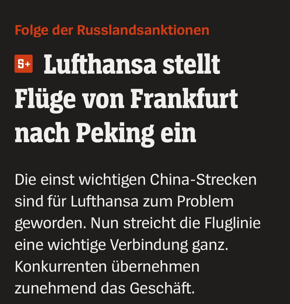 PolitRealist's tweet photo. Lufthansa stellt Flüge nach Peking ein! ✈️ 

Baerbock: Wir werden die russische Wirtschaft vernichten!

Deutschland: ⬇️ https://t.co/Knc6KdTSK8