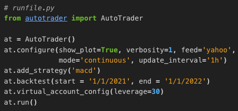 Python is wild for trading. Example: AutoTrader for automated trading ...