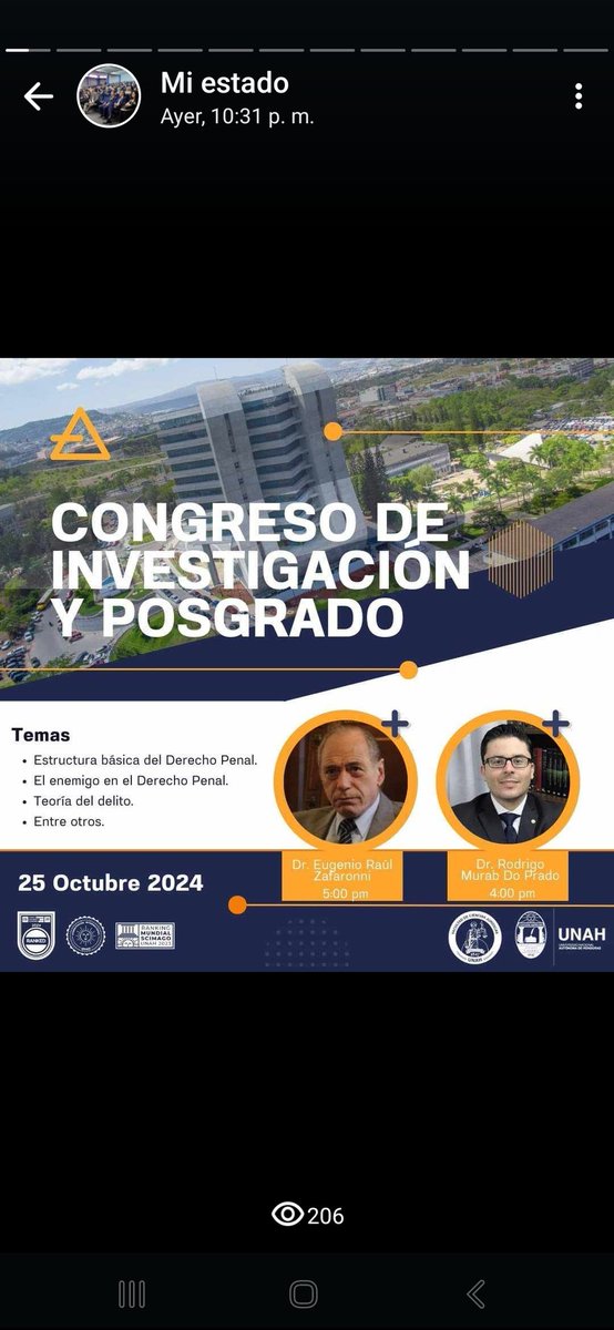 Están todos y todas cordialmente invitados a este prestigioso Congreso. La UNAH se prestigia, una vez más, con estos destacados juristas internacionales. Son bienvenidos!!!!.