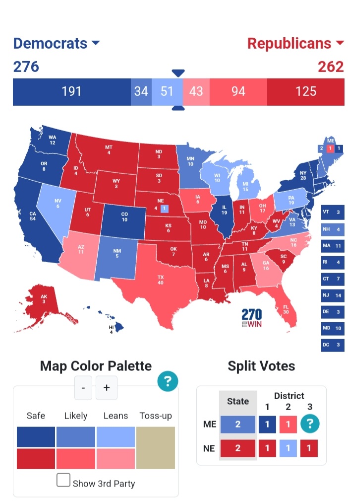 JamesAdams77825's tweet photo. @Juan43566 @EmmaRincon Aqui hay 4 escenarios, el primero es si los progesistas democratas liderados por la lunatica harris ganan el muro azul más nevada conseguirían más de 270 compromisarios y ganarían las elecciones, los otros tres escenarios son si trump se impone en cualquiera de tres estados https://t.co/FNKH2hInQo