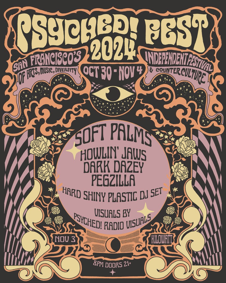 SO STOKED to play Psyched Fest San Francisco Nov 3rd at Kilowatt Bar w/ <a href="/HowlinJaws/">Howlin' Jaws</a> #DarkDazey &amp; <a href="/pegzilla/">pegzilla</a> 

Tix &amp; info at SoftPalmsMusic.com/tour

#psychedfest #sanfrancisco <a href="/SoftPalmsMusic/">Soft Palms Music</a>