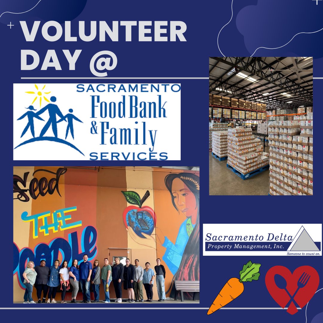 SacDeltaPM's tweet photo. Volunteering at the Sacramento Food Bank is a great way to support the community and help families in need. It’s inspiring to see your team come together for such a meaningful cause. 

#PropertyManagement #SacDeltaPM #NARPMsmart #NARPMcertified #SacDeltaCares #SomeoneToCountOn https://t.co/OFYHKMJyDK