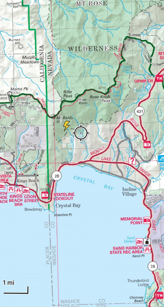 LakeTahoeUSFS's tweet photo. Smoke plume photos/map showing location of lightning-caused Kings Fire above Incline Village. Tahoe Rim Trail hikers, Mt Rose Wilderness visitors can expect to see smoke, fire crews, equipment, suppression, helicopter activity. @NLTahoeFire @TahoeRimTrail #KingsFire #FireYear2024 https://t.co/7zoci0dkap