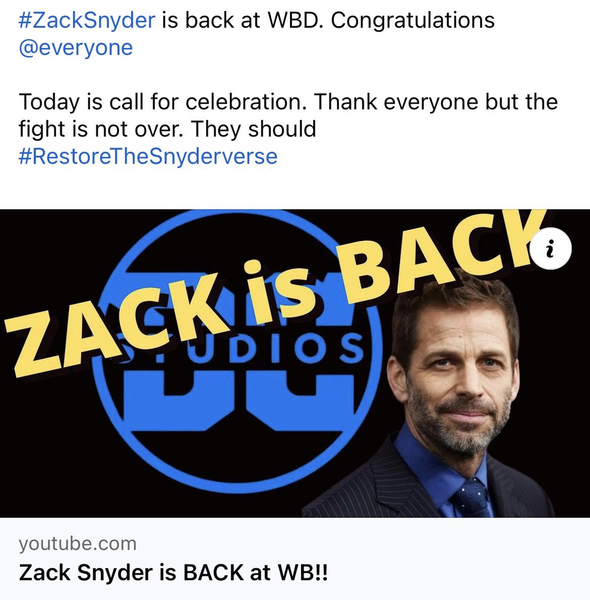 DrBrandasio's tweet image. Zack is back 😎 
#SellSnyderVerseToNetflix 
#SellZSJLtoNetflix 
Let’s just wait. I’m sure that he will do some DC stuff too 😉