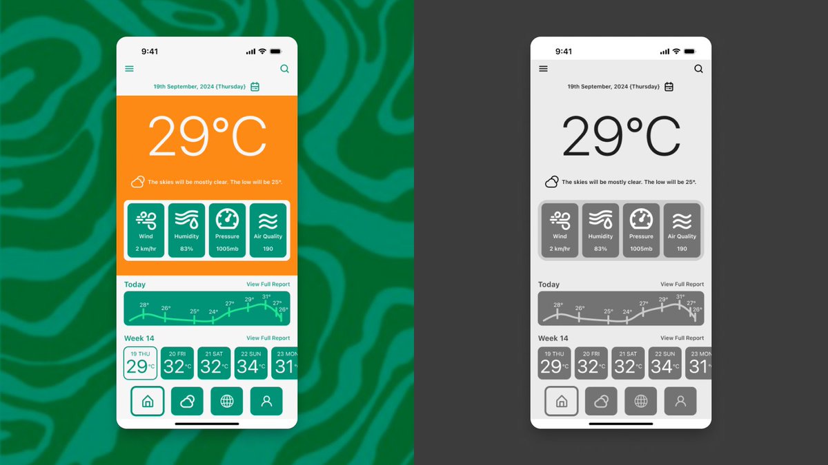 ashish1lexbaa's tweet image. Day 31 of my #50DaysUIChallenge! 🌦️ Designed a daily weather page for the &apos;Weathered&apos; app, focusing on clean UI and user-friendly details. #WeatherApp #ClimateTech #UIDesign #UXDesign #MobileAppDesign #AppDesign #WeatherUI #ClimateChange #DesignChallenge #DailyDesign