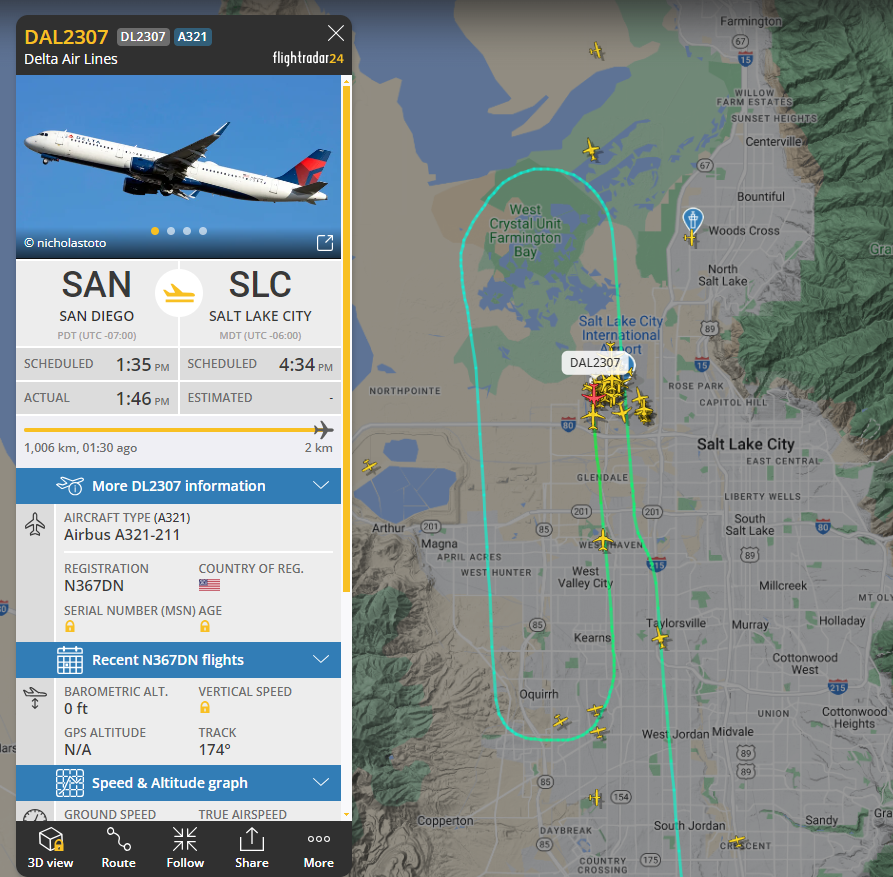 This SAN-SLC flight just did a super low pass right on top of Runway 34R where other planes were landing and taking off, looped around, and was ultimately directed to land on 34L. Anyone know what happened?