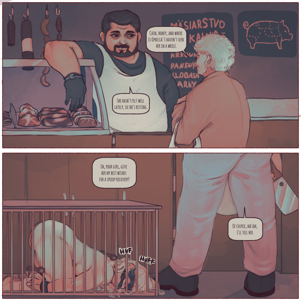 Kain likes to be creative when it comes to punishments and most of all he wants to keep Ophelia close at hand and enjoy her suffering even if he has to work. (And Ofélia enjoys it more than she might have expected.)