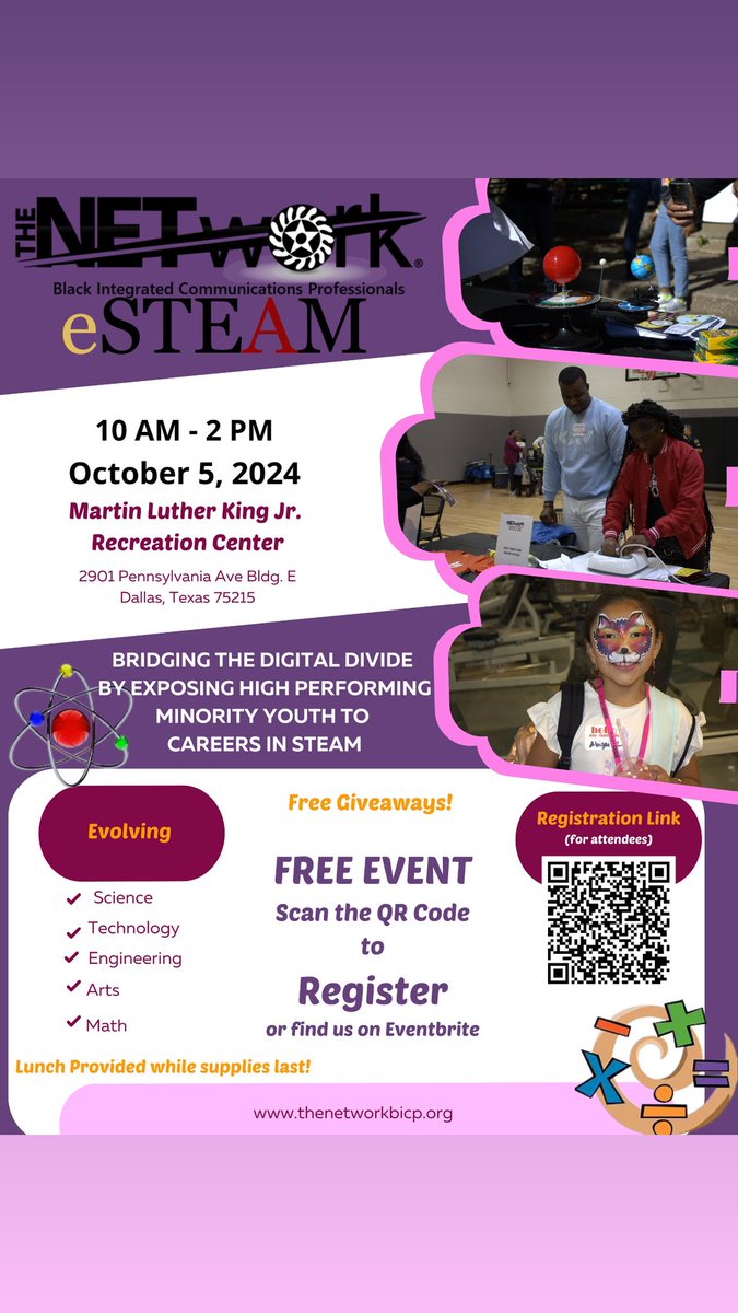 We are bridging the digital divide one student at a time by exposing them to careers in STEM! eSTEAM FAIR. We will have fun, food and prizes. The Texas Supremacy of Music and arts will perform. AT&amp;T AI DOG. HBCU. Hands on EXPERIENCE and much more. REGISTER TODAY! 🆓